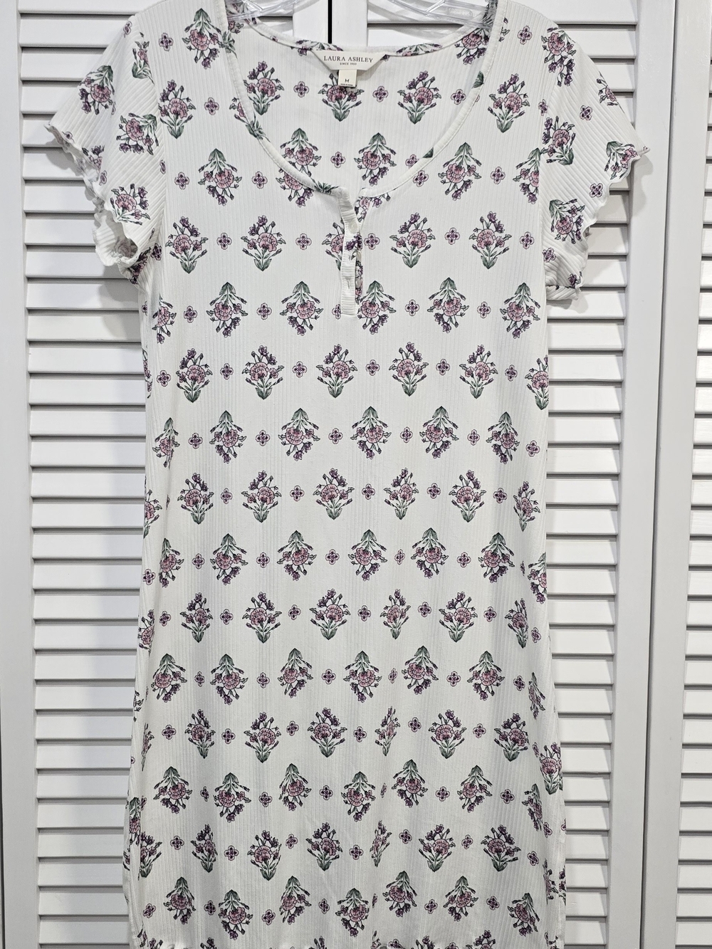 Laura Ashley Cream Dress with Pink and Green Floral Print